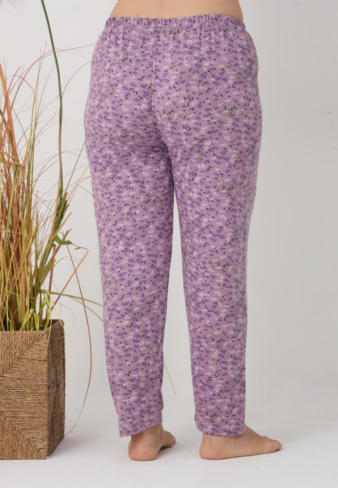 Pantaloni de Pijama Dama Lungi,Big Size,Culoare Mov cu Floricele,Engros